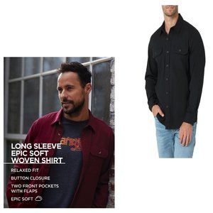 Wrangler® Men's Long Sleeve Epic Soft Woven Buttondown Shirt NEW Color Black Lrg